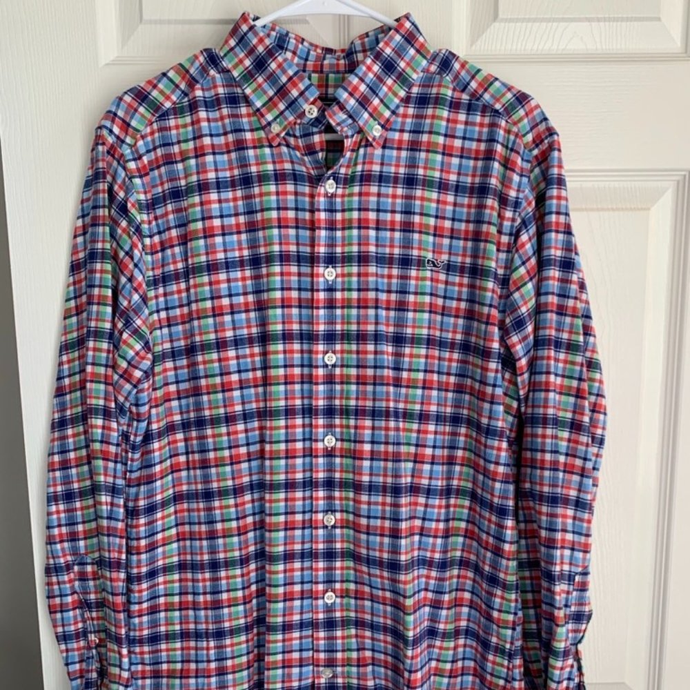 VINEYARD VINES~Sz M Slim~Mens Whale Flannel Shirt